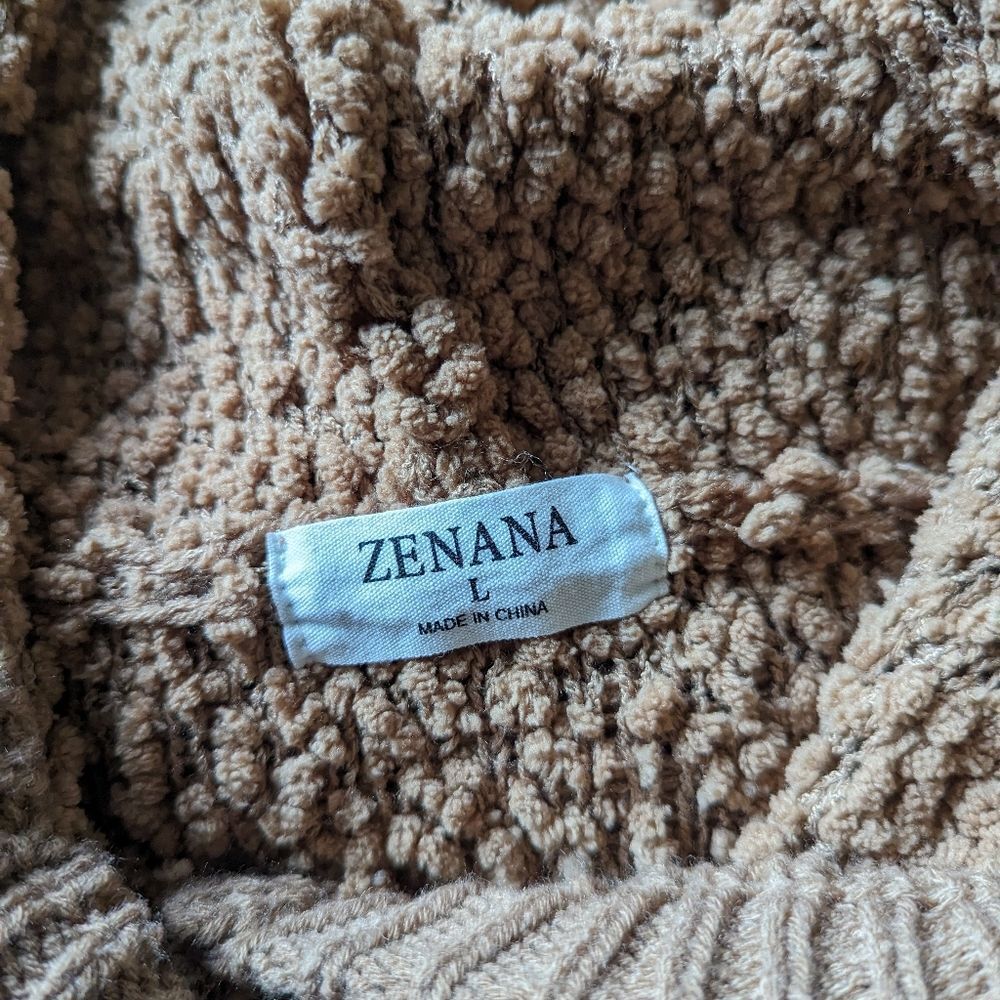 Zenana hoodie marshmallow sweater| ribbed cuffs and hem| popcorn knit size large - Picture 11 of 15